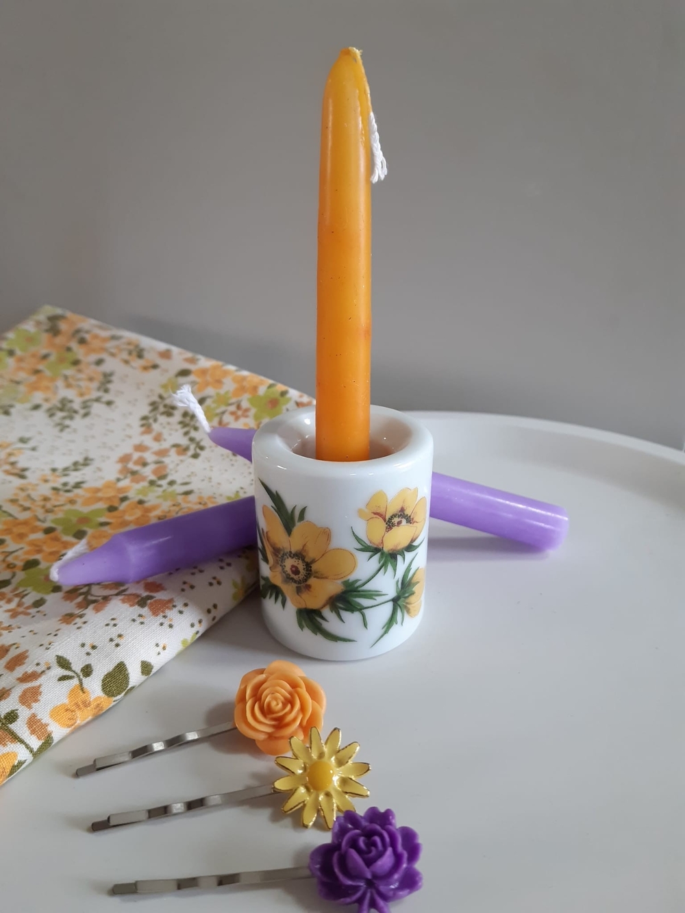 *2 for $20 deal* 1970s Funny Design West Germany Floral Candle Holder